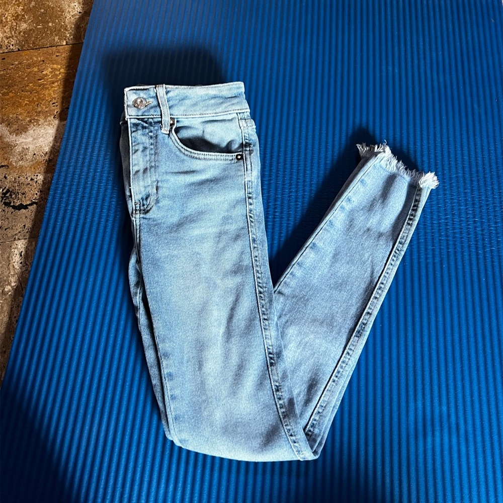 Free People High-Waisted Skinny Blue Jeans